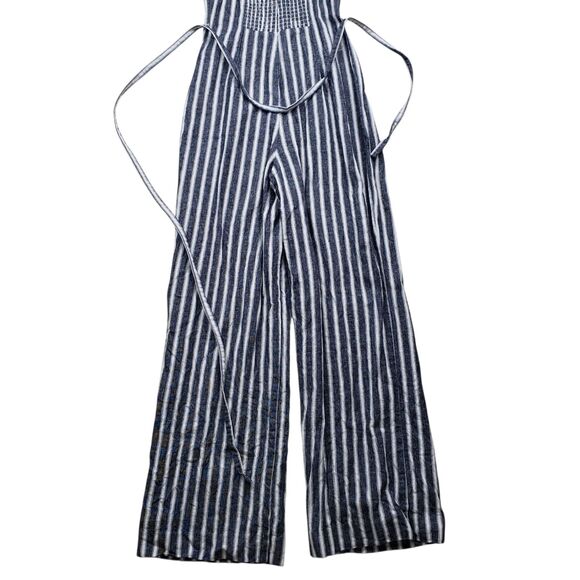 Madwell Pleated Wide Leg Linen Jumpsuit Womens Size 00 Pinstripe - Picture 12 of 12